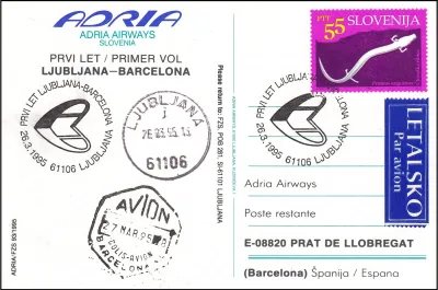 PRVI LET LJUBLJANA - BARCELONA